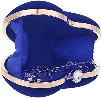 Miniatura 4 de Goclothod Bolso de mano en forma de corazón para mujer, bolso de hombro de terciopelo, bolsos de noche