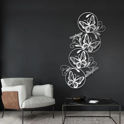 Cadeali Decoración de pared de metal de mariposa, arte de pared de libélula de metal, esculturas colgantes grandes, decoración de pared de animales