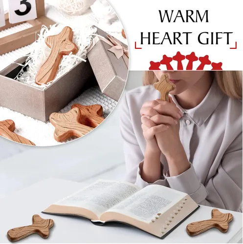 Miniatura 4 de 24 cruces de madera a granel, bolsillo de oración de mano, cruz de pino, pascua, cruz, Jesús, aferrado, regalo religioso y cristiano para la primera