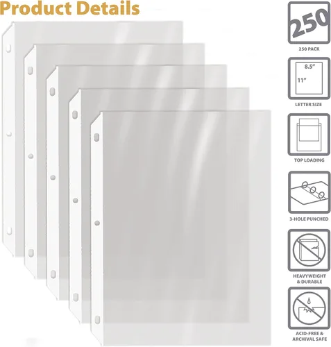 Miniatura 3 de GOLD SEAL 250 protectores de hojas de polietileno transparentes pesados de 8.5 x 11 pulgadas, extra resistentes, carga superior segura, 250