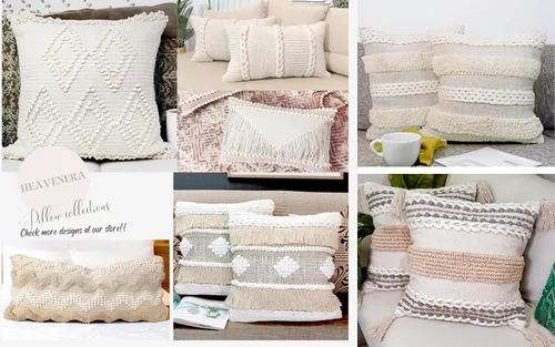 Miniatura 8 de Juego de 2 fundas de almohada decorativas grandes de 20 x 20 pulgadas, estilo bohemio, de algodón, para decoración de granja, juego de 2 fundas