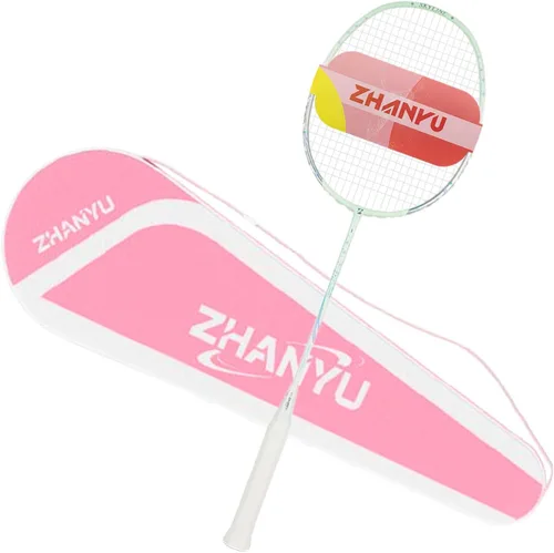 Miniatura 15 de Raqueta de bádminton, raquetas de bádminton, ofensivas y defensivas, ligeras de fibra de carbono de 2.65 oz de una sola pieza, moldeadas