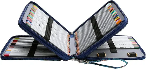 Miniatura 3 de Estuche para lápices Jungle con 120 ranuras de tela Oxford, con ranura para lápices, organizador con práctico envoltorio portátil, soporte multicapa