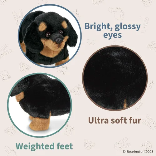Miniatura 3 de Bearington Harley Dachshund - Animal de peluche realista de 13 pulgadas para perro, peluche suave para cachorros, lindo y abrazable cachorro