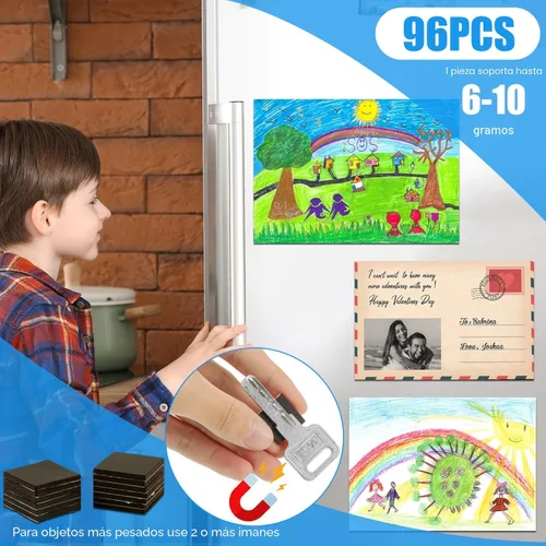 Miniatura 5 de Cuadrados magnéticos con respaldo adhesivo 3M (96 unidades cada una de 3/4 x 3/4 pulgadas), tira de cinta magnética autoadhesiva precortada