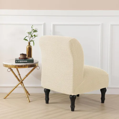 Miniatura 5 de LiveGo Funda para silla decorativa sin brazos, de elastano, extraíble, para silla sin brazos, protector de muebles para sala de estar, comedor, Beige