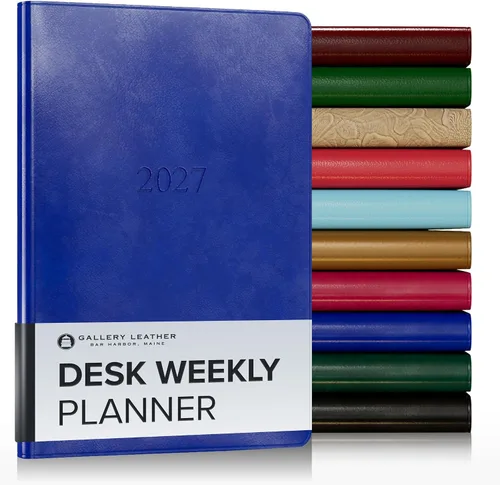Miniatura 83 de Gallery Leather Agenda semanal y mensual grande 2025-2026, agenda y cuaderno con elegantes bordes de página dorados dorados, 12 meses, cactus Cactus