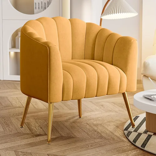 Miniatura 7 de Dewhut Silla decorativa de calabaza de gran tamaño, modernas y cómodas sillas tapizadas de terciopelo, sillón individual de lujo para sala de estar