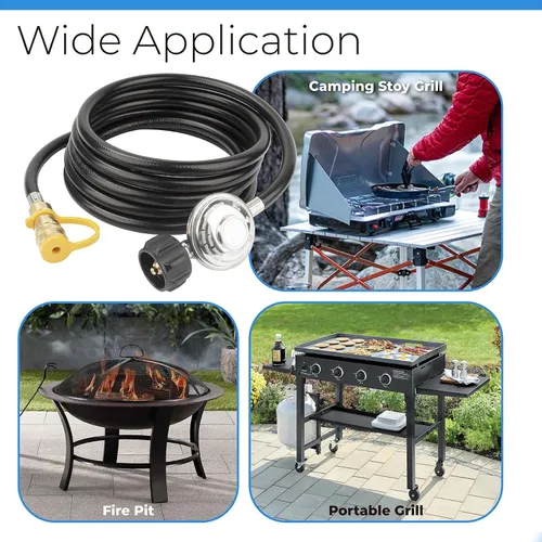 Miniatura 4 de F271803 - Manguera adaptadora para calentador de propano de 12 pies con regulador, para calentador Big Buddy para interiores y exteriores, conexión