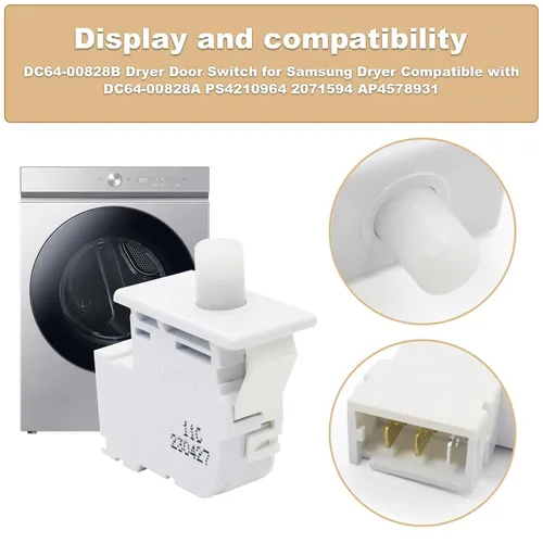 Miniatura 3 de Interruptor de puerta de secadora DC64-00828B actualizado para interruptor de puerta de secadora Samsung compatible con DC64-00828A PS4210964