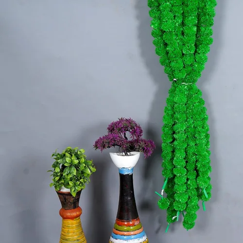 Miniatura 3 de Guirnalda de caléndula de flores verdes artificiales de 5 hebras, decoración para festival indio Diwali, fiesta de Año Nuevo, arbusto de primavera