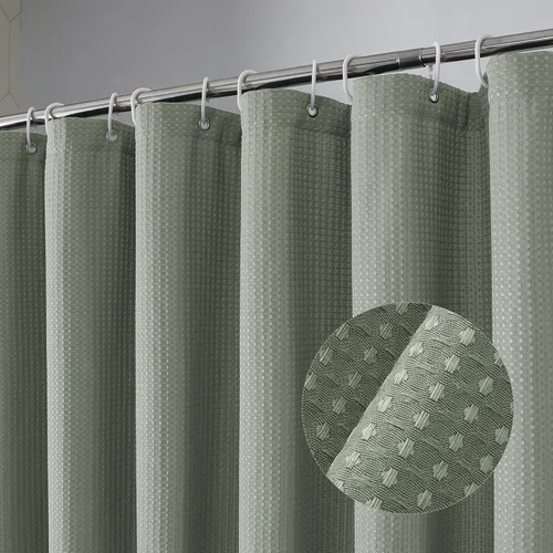 Miniatura 33 de OVZME Juego de cortina de ducha de tela para cabina - 36x72, tejido de gofre 230GSM, cortinas de ducha pequeñas para cabina estrecha, cortina
