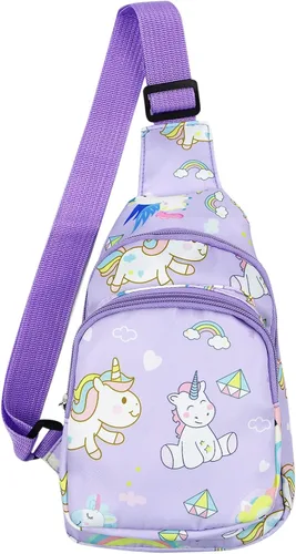 ANKOMINA Bolso bandolera pequeño para niños, lindo bolso cruzado de dibujos animados, bolsa de hombro de unicornio dinosaurio para exteriores,