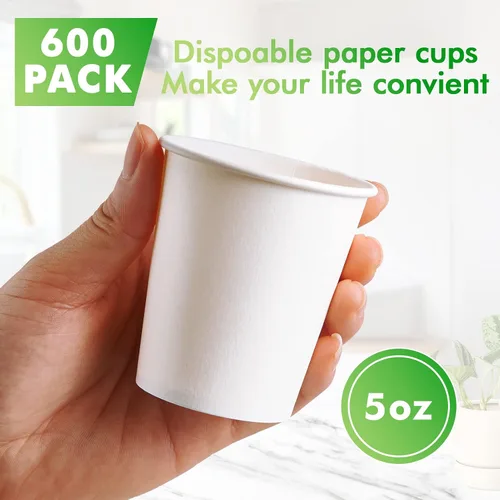 Miniatura 2 de TV TOPVALUE Paquete de 600 tazas de papel de 5 onzas, tazas desechables blancas para enjuague bucal y bebida caliente para baño, hogar, escuela