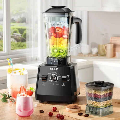 Miniatura 7 de Batidoras para cocina, licuadora de batidos, 2400 W/1000 W Prasky Blender & Grinder Combo, 25,000 RPM de alta velocidad, procesador de alimentos sin