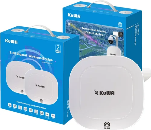 Miniatura 11 de KuWFi Paquete de 2 puentes inalámbricos de 300 Mbps, kit de puente inalámbrico CPE WiFi para exteriores, punto a punto, puente de Internet 2.4 G