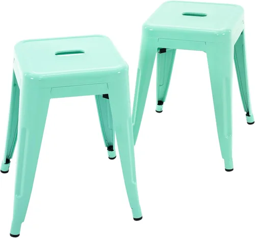 Miniatura 23 de Brage Living Juego de 4 taburetes industriales de metal de 18 pulgadas, taburetes apilables para aula, sillas de comedor de metal sin espalda