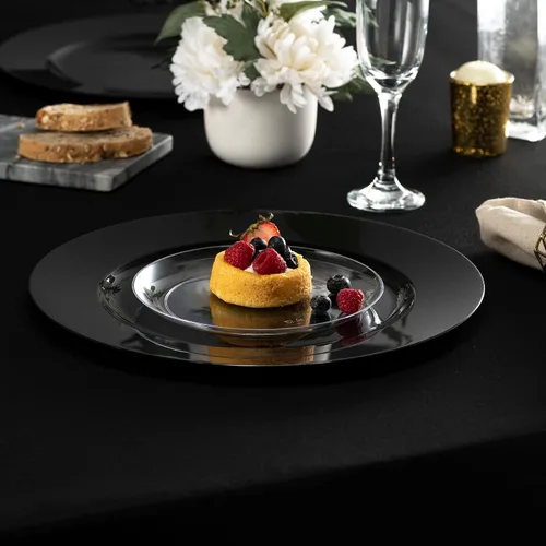 Miniatura 4 de Platos de 13 Pulgadas ELEGANT DISPOSABLES, Platos de plástico negros, resistentes y desechables, platos para servir, platos para cenas, vajilla