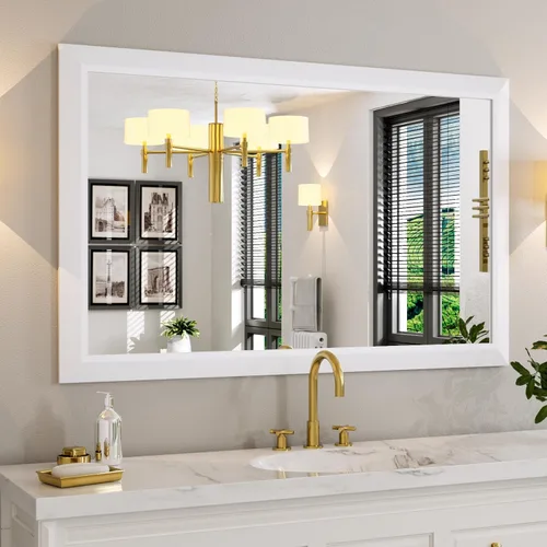 Miniatura 104 de Amorho Espejo de Baño Negro, Espejos de Pared de 24x30 Pulgadas con Marco de Metal Grueso para Sobre el Fregadero, Dormitorio, Sala de Estar