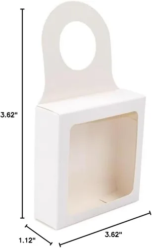 Miniatura 10 de ClearBags Caja de botella de vino de papel blanco con ventana, tamaño: 2 1/4 "x 1 1/8" x 3 7/8", cajas de regalo plegables colgantes, sostiene
