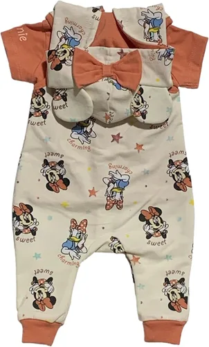 Miniatura 2 de Disney Mameluco de Minnie Mouse para bebé, 2 piezas, sin mangas, overol y camiseta (0-24 meses)