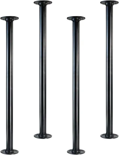 Miniatura 9 de GeilSpace Patas de mesa de tubo industrial de 12 pulgadas, patas de escritorio de metal negro rústico con bridas resistentes, juego de 4 para mesa