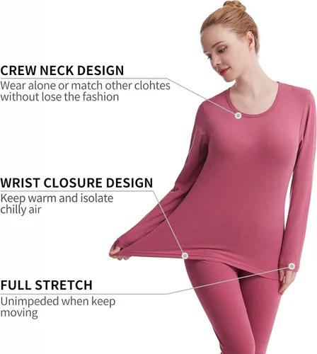 Miniatura 3 de Ropa interior térmica para mujer Long Johns conjuntos de ropa interior térmica para mujer, capa base ultra suave, regalos con caja