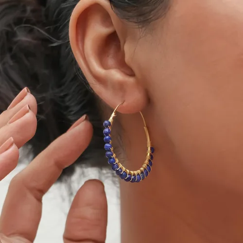 Miniatura 5 de Gempires - Aretes de cristal con cuentas naturales, hechos a mano, hipoalergénicos, sin deslustre, chapados en oro, aretes colgantes