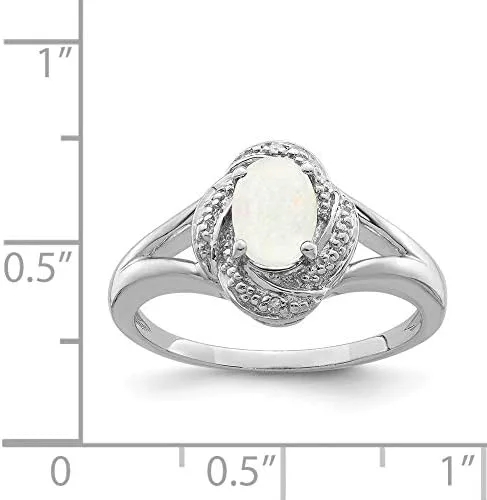 Miniatura 2 de Plata de ley .01CTW (h-i, I213) Diamond & Oval Creado Opal Anillo