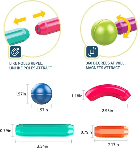 Miniatura 4 de Juego de bolas y varillas magnéticas, bloques de construcción magnéticos Montessori, juguetes magnéticos para niños pequeños, juguetes sensoriales