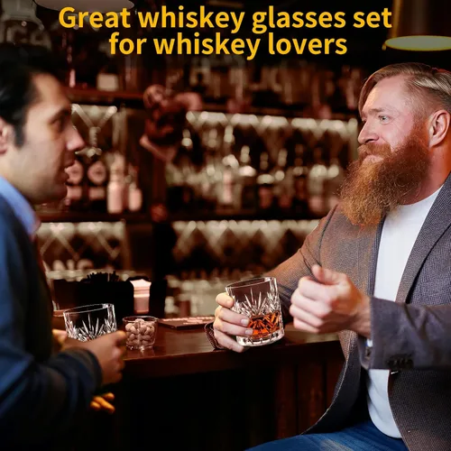 Miniatura 7 de Juego de 2 vasos de whisky de 11 onzas, vasos de vidrio de estilo antiguo, vasos de whisky whisky, vasos de whisky escocés para coñac, cóctel, ron