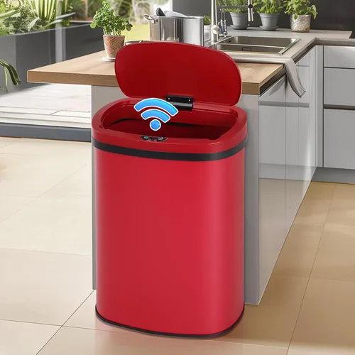 Miniatura 14 de Dkeli Cubo de basura automático de 13 galones con sensor de movimiento sin tacto, basurero de cocina de acero inoxidable con tapa, basurero de alta