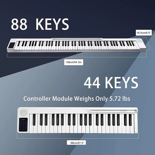 Miniatura 7 de Piano eléctrico plegable de 88 teclas, piano digital portátil semiponderado, recargable con altavoces duales integrados con pedal Bluetooth 5.0 MIDI