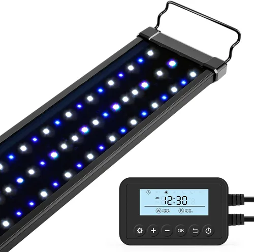 NICREW Luz de acuario de agua salada de 20 W, luz de arrecife LED marina para corales, controlador de temporizador programable, de 18 a 24 pulgadas