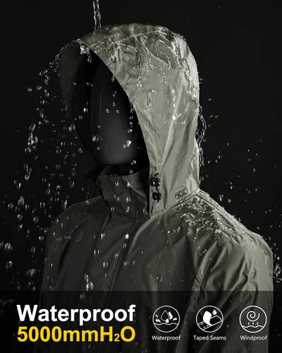 Miniatura 100 de 33,000ft - Chaqueta de lluvia impermeable y plegable para hombre, ligera, con capucha, cortavientos ideal para golf o ciclismo
