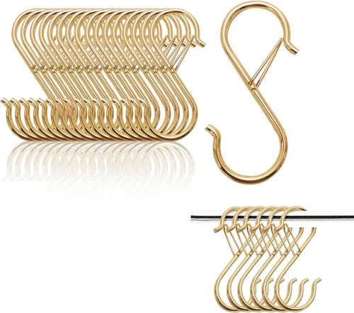 Miniatura 9 de Ganchos en S para colgar, resistentes con diseño de hebilla de seguridad, ganchos en forma de S para utensilios de cocina, sartenes, barra