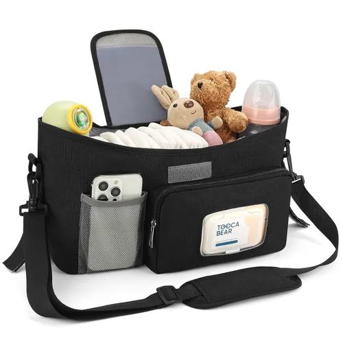Miniatura 2 de Accmor Organizador universal para cochecito con portavasos aislado, accesorios para bolsa de cochecito, organizador de portavasos para cochecito