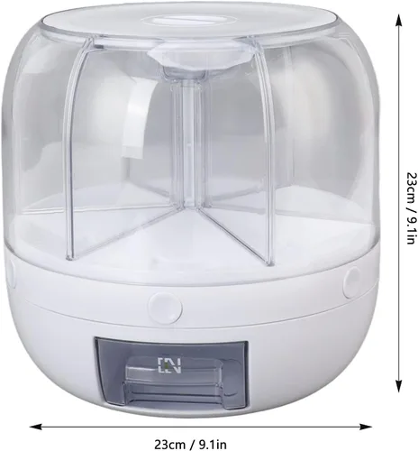 Miniatura 7 de Contenedor de almacenamiento de cereales y cereales de 13.2 libras, dispensador redondo giratorio de 360°, organizador de cocina de 6 compartimentos
