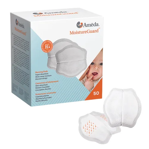 Ameda MoistureGuard Almohadillas de lactancia desechables, 50 unidades