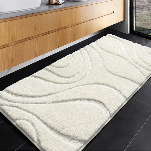 Miniatura 17 de DEXDE Alfombras de baño de 24 x 60 pulgadas, ultra suaves y absorbentes de agua, antideslizantes, de secado rápido, lavables a máquina, tapetes Negro