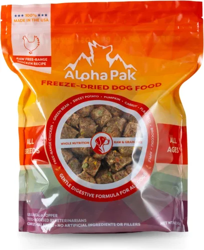 AlphaPak, alimento liofilizado para perros, todas las razas, todas las edades, receta de pollo crudo de corral libre, nutrición de alimentos