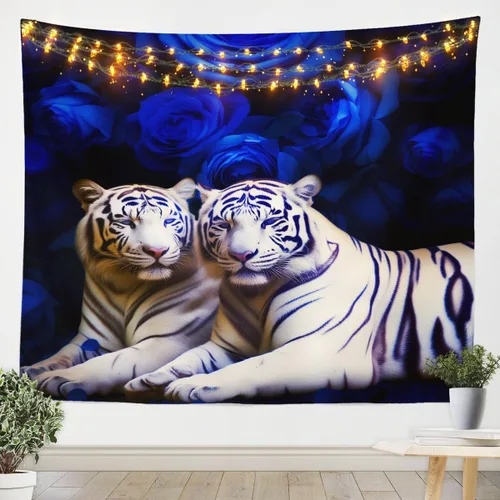 Miniatura 5 de Erosebridal Tapiz de guepardo para colgar en la pared, tapiz de rosa roja, decoración del hogar, tapiz de leopardo y gato, diseño de pared