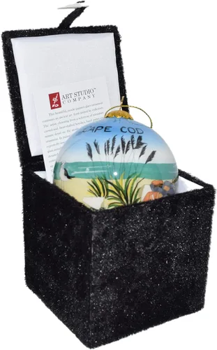 Miniatura 4 de Adorno pintado a mano de Cape Cod Beach & Bird – Decoración de árbol de Navidad colgante de vidrio soplado que muestra escenas costeras de Cape Cod