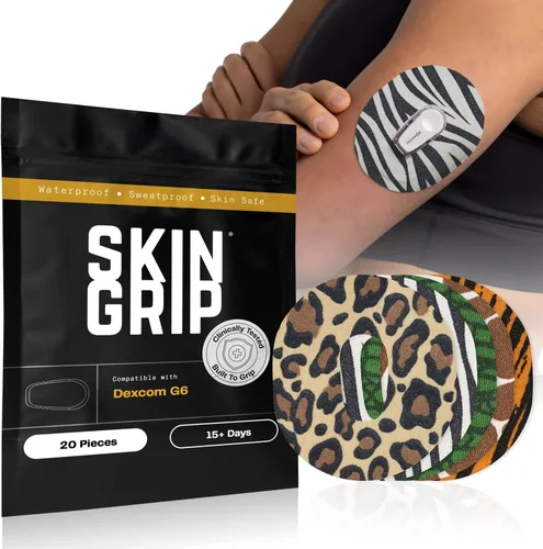 Skin Grip Parches CGM para Dexcom G6 (paquete de 10), impermeables y resistentes al sudor durante 10-14 días, cinta adhesiva precortada, protección