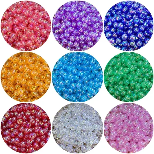Miniatura 4 de 1000 cuentas redondas acrílicas de burbujas de 0.236 pulgadas AB coloridas de plástico sueltas espaciadoras para manualidades, collares, pulseras