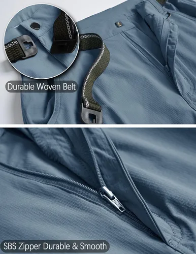 Miniatura 43 de Pantalones de senderismo para hombre, ligeros, resistentes al agua, de secado rápido, pesca, viajes, campamento, al aire libre, transpirables