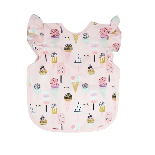 BapronBaby Flutter Pink Ice Cream - Babero suave impermeable resistente a las manchas - Lavable a máquina - 197ft - 5 años - Sz preescolar 3-5 años