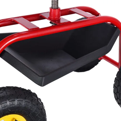Miniatura 7 de Giantex Asiento de trabajo de jardín rodante, asiento de trabajo de jardinería giratorio 360 con ruedas, cesta de herramientas, altura ajustable