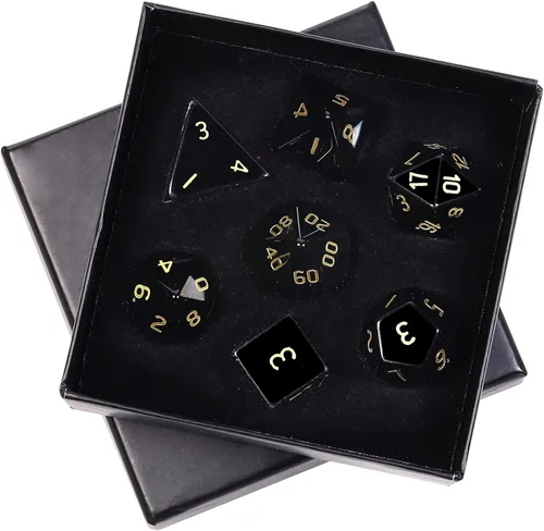 Miniatura 11 de mookaitedecor Juego de 7 dados poliédricos de cristal de ágata india, dados pulidos de piedras pulidas para juegos de mesa RPG MTG decoración