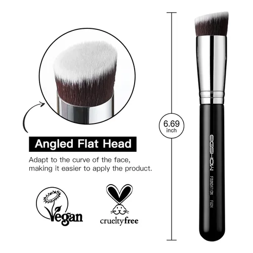 Miniatura 2 de EIGSHOW - Brocha para base de maquillaje Kabuki de parte superior plana, para líquidos, crema y polvo, mezcla, pulido, punteado, aplicación